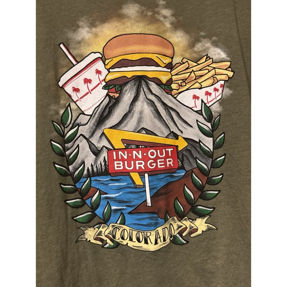 IN-N-OUT Drive Inn Burger T-Shirt Unisex Small Green Colorado (N)
